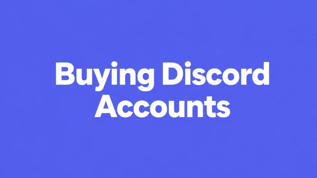 Buying Discord accounts guide by Primingo on a blue-violet background.