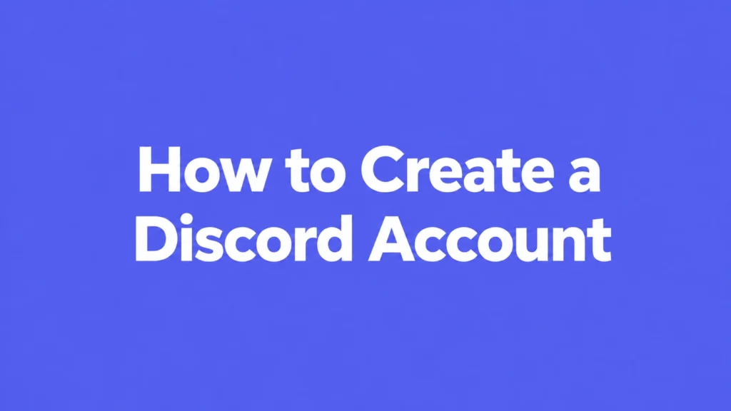 How to create a Discord account guide by Primingo on a blue-violet background.