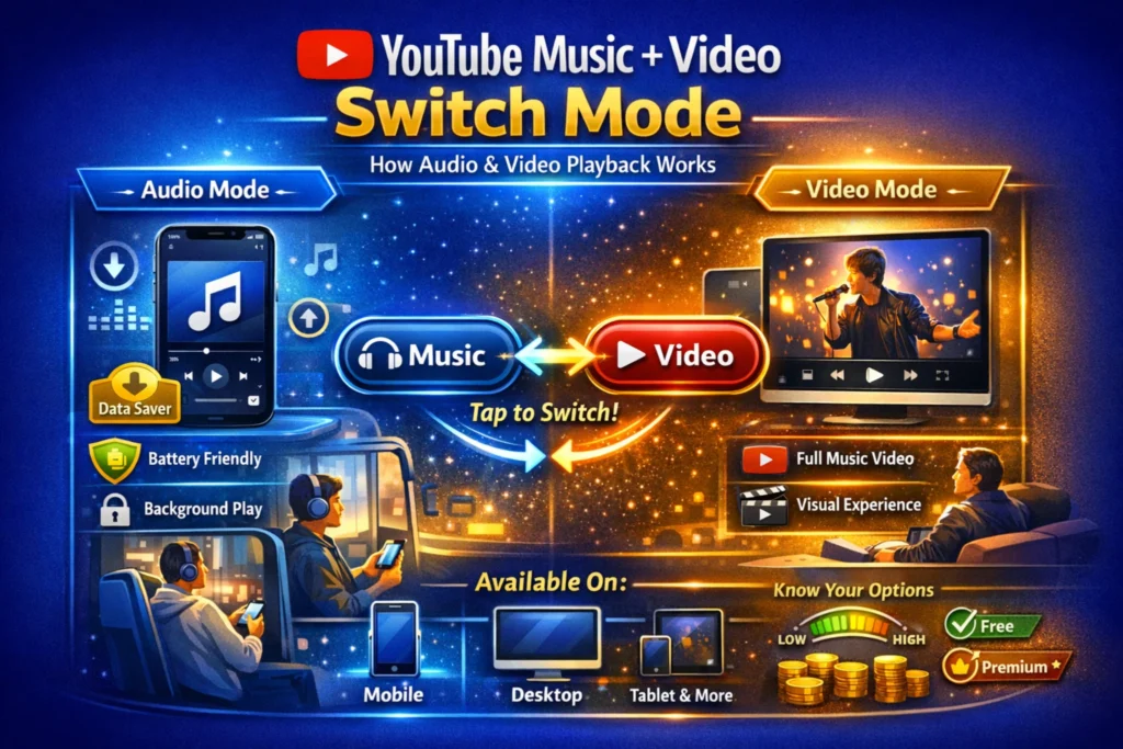 YouTube Music + Video Switch Mode – How Audio and Video Playback Works